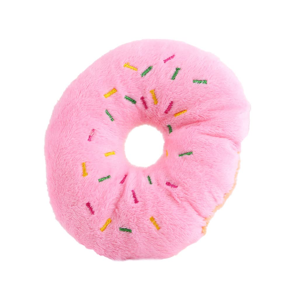 Generic Donut Shaped Cotton Dog Toys Pink Squeaky Plush Interactive Safe Soft Versatile Cute Medium Dogs All Ages