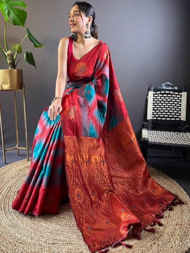 Image of SGF11 Women's Kanjivaram Pure Soft Silk Saree With Unstitched Blouse Piece