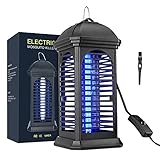 EWEIMA Lámpara Antimosquitos Eléctrico, UV LED Mosquito Lámpara Trampa, 1200V Lámpara Anti Mosquitos de Alto Voltaje, Lámpara Camping Antimosquitos Area Efectiva 60㎡ para Interior y Jardin