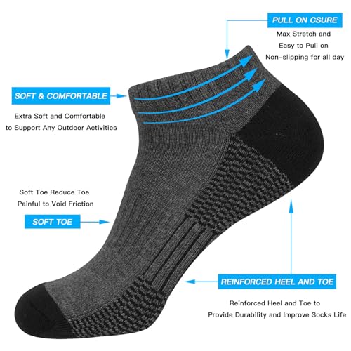 COOVAN 10 Pack Mens Ankle Low Cut Socks Athletic Cushion Casual Socks2