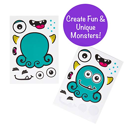 24 Make A Monster Stickers For Kids - Monster Themed Birthday Party Favors & Supplies - Fun Craft Project For Children 3+ - Let Your Kids Get Creative & Design Their Favorite Monster Stickers #TOP4