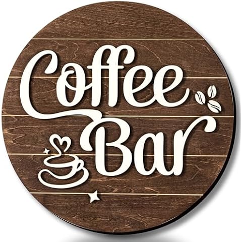 Woodamore Coffee Bar Sign Wall Decor - Coffee Signs for Coffee Station Decor, Coffee Decorations for Coffee Bar Decor Accessories, Vintage Coffee Sign Decor for Kitchen, 10'' Farmhouse Cafe Sign Cover