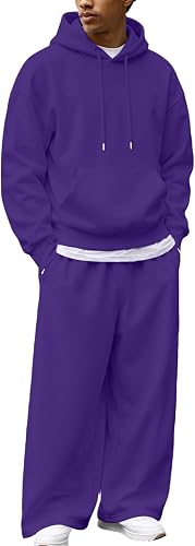 Mens Sweatsuits 2 Piece Set Mens Sweatsuit Ribbed Cuffs Drawstring Comfort Solid