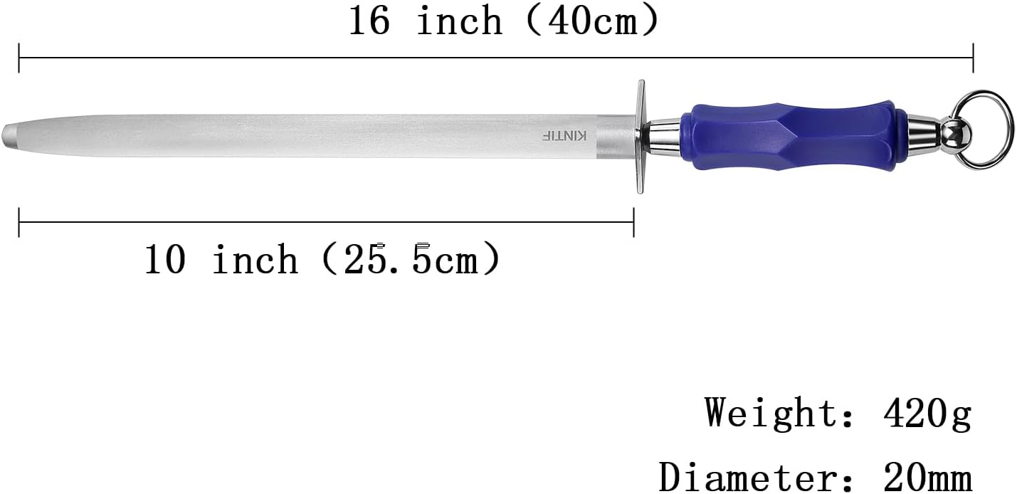 Honing Steel 10 inch Professional Knife Sharpener Honing Rod, Fine Lines, High Carbon Steel, High hardness, Flat Knife Sharpening Steel