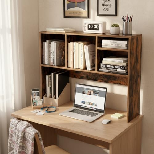 Image of Tangkula Desktop Bookshelf, Countertop Storage Hutch with 4 Shelves for Computer Desk, Desk 2-Tier Display Rack, Multipurpose Wood Desktop Hutch Storage Organizer for Dorm Office Home