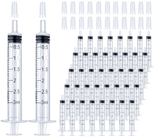 Image of 100 Pack 3mL Syringe with Tip Cap for Liquid, 3cc Plastic Syringes with Cover, Non-Sterile, No Needle