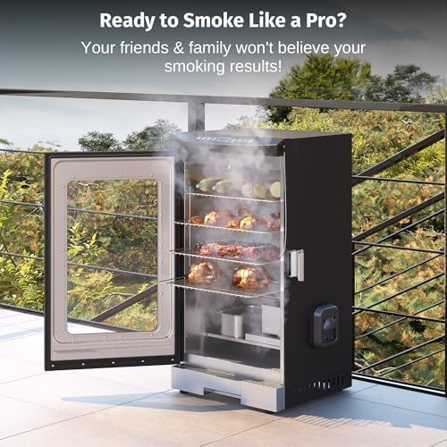 EAST OAK 30" Electric Smoker for Outdoors | Built-in Meat Probe & Clear Viewing Window | Side Chip Loader for 6x Longer Uninterrupted Smoking | 725 sq in Cooking Area for Bigger Batches, Night Blue - 1