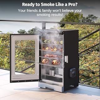 EAST OAK 30" Electric Smoker for Outdoors | Built-in Meat Probe & Clear Viewing Window | Side Chip Loader for 6x Longer Uninterrupted Smoking | 725 sq in Cooking Area for Bigger Batches, Night Blue