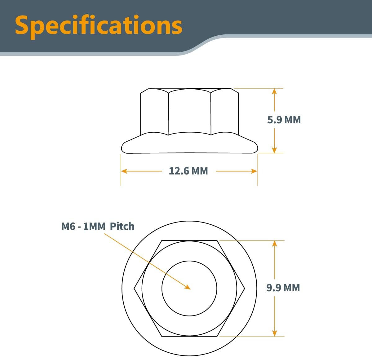 POWERTEC QLN1200-P2V Serrated Flange Hex Lock (M6) Nuts | Premium Carbon Steel Zinc Plated Fasteners – 50 Pack