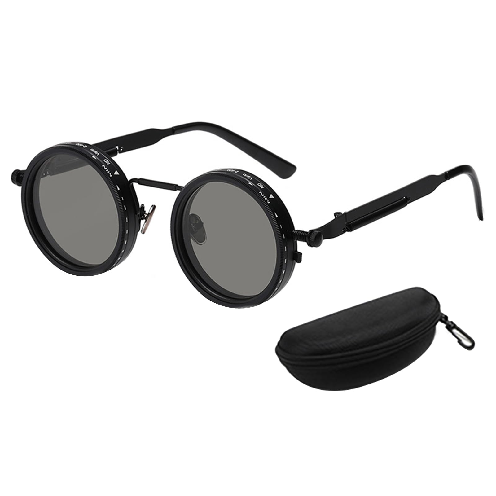 matumou Adjustable Tint Polarized Sunglasses 1-9 Gear Round Glasses with ND Filter Lenses for Men UV Eyewear for Beach Travel