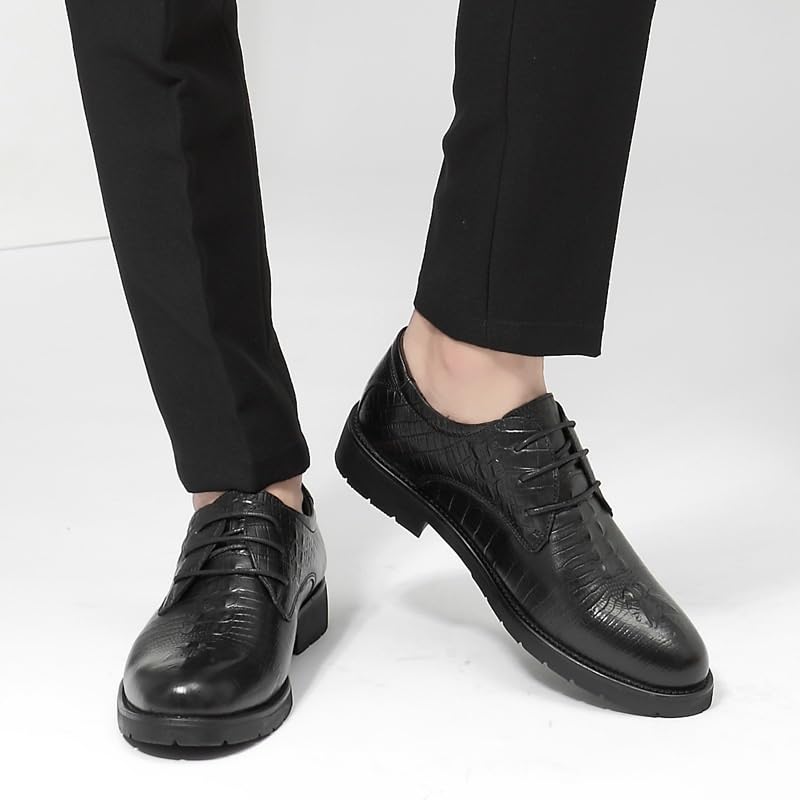 Men's Fashion Wingtip Brogue Shoes Men Genuine Leather Oxford Shoes Men Non-Slip Waterproof Business Formal Derby Shoes(Black,10.5)4