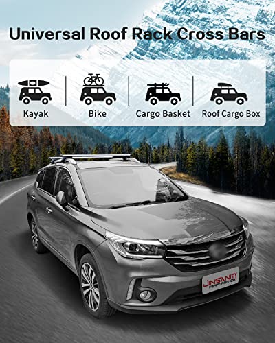 Cross Bars, Jinsanityperformance Universal 54'' Adjustable Aero Aluminum Roof Rack Crossbars Raised Side Rail Gap Needed, Cargo Carrier Rooftop Luggage Crossbars For Most Vehicles #TOP6