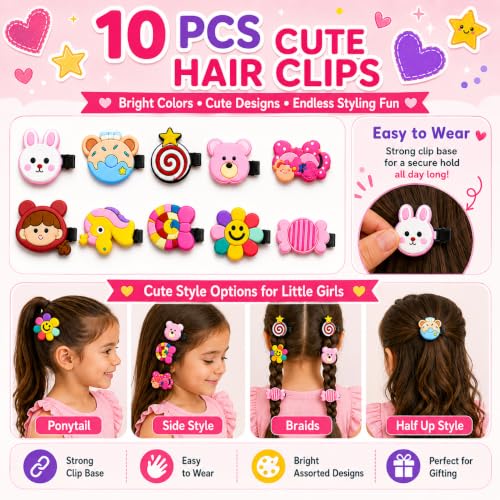 Image of 150 Pcs Hair Accessories for Kids Girls | Cute Baby Hair Clips, Rubber Bands, Hair Beads & Mini Claw Clips Combo | Hair Accessories for Baby Girl | Kids Hair Clips Set | Mixed Designs