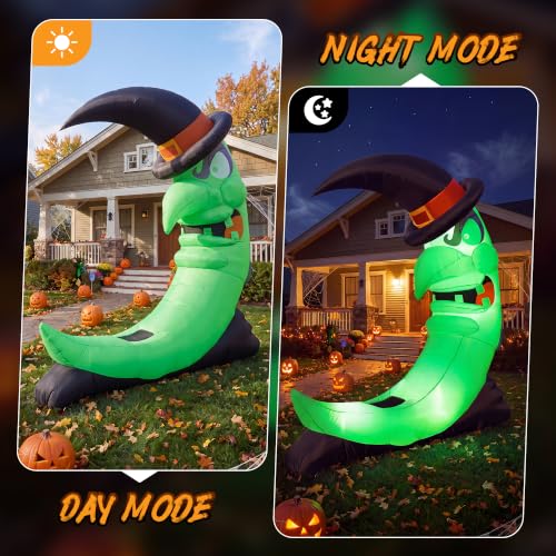 9FT Green Witch Moon Halloween Inflatables Outdoor Decorations, with stool and LED lights, $44.99, Amazon - image 6