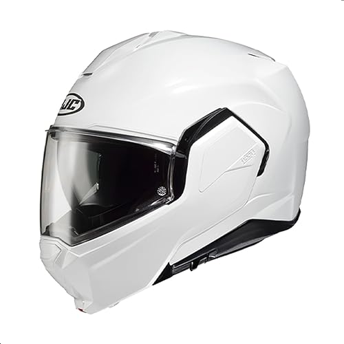 Casco modular sólido para motocicleta HJC i100 con visor HJ-36 Pinlock, aprobado por DOT (Blanco, X-Large)