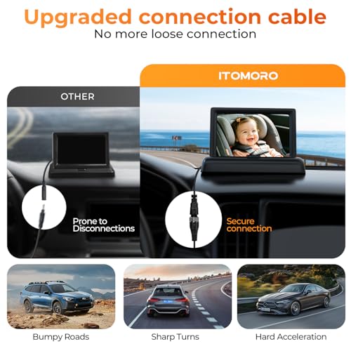 Image of Itomoro Baby Car Camera, View Infant in Rear Facing Seat with Wide Crystal Clear View,360 Rotation Plug and Play Easy Install car camera for baby 1080p