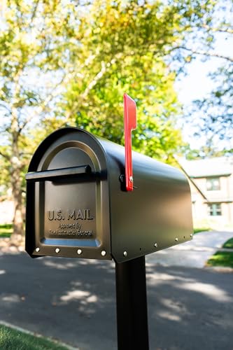Image of Architectural MAILBOXES 5560B-R-10 Architectural Mailboxes Sequoia Post Mount Mailbox, Large, Black