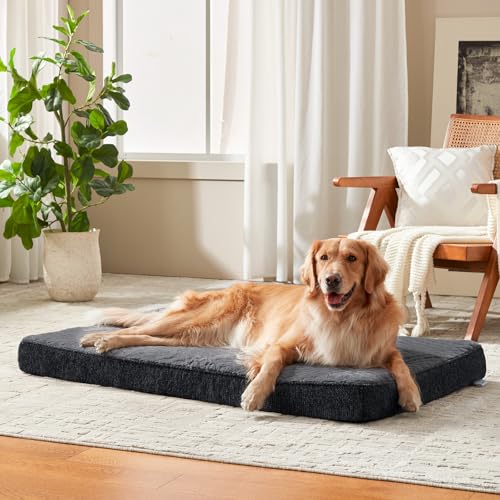JOEJOY Cuccia Cane Interno Taglia Grande XL, Cuccia per Cani Ortopedico, Letto per Cani Impermeabile Sfoderabile e Lavabile, Cuscino Cane, Base Antiscivolo, Grigio, 104x69x9.5cm