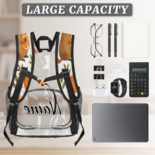 Guinea Pig Personalized Clear Small Backpack for Stadium Events Pets Animals Custom Transparent Backpacks with Name Heavy Duty PVC Plastic See Through Clear Bag for Concerts2