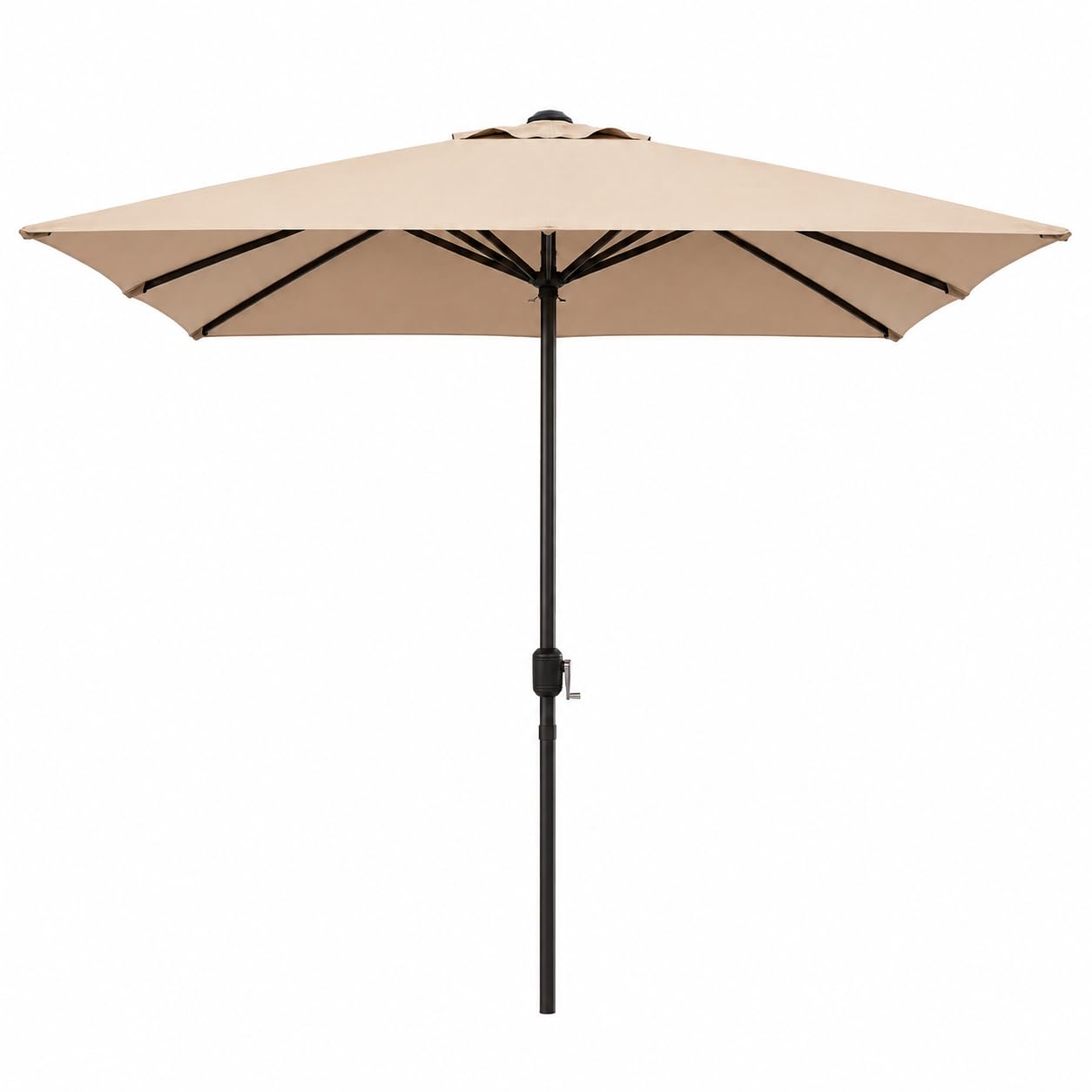 Sombrilla de Jardín – Parasol Exterior con Manivela, Altura Ajustable, Protección UV, Tejido Impermeable y Estructura Metálica Negra