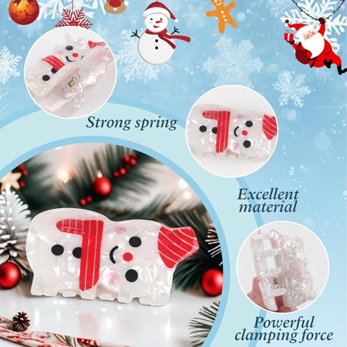 Pinza para cabello navideña Gaduupa Snowman rojo y blanco brillo para mujeres y niñas 1 pieza miniatura 3