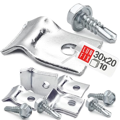 Abrazaderas metalicas para tubos 30x20 mm 10 piezas con tornillos autoperforantes, grapas para cables pared y abrazadera metalica para tubo para fijacion segura color zinc Lun Fix