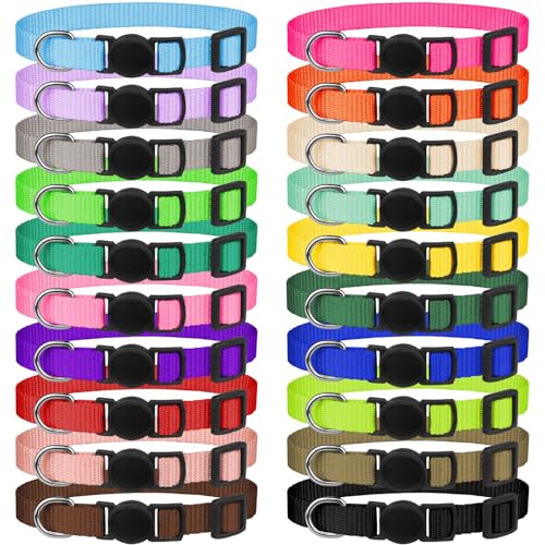 Kimgep KIM113001 20 Pack Puppy Collars,Puppy Collars For Small Puppies Litter Safety Buckle Soft Nylon Whelping Collars Newborn Puppy Collars cover