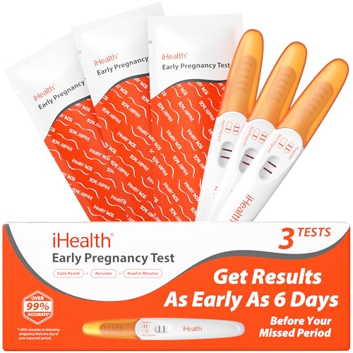 Image of iHealth Pregnancy Tests 3 Pack, Early Detection hCG Test Sticks, 10 MIU /mL Sensitivity, Over 99% Accurate from Expected Period, 3-5 Min Home Pregnancy Test Kit, Pruebas de Embarazo