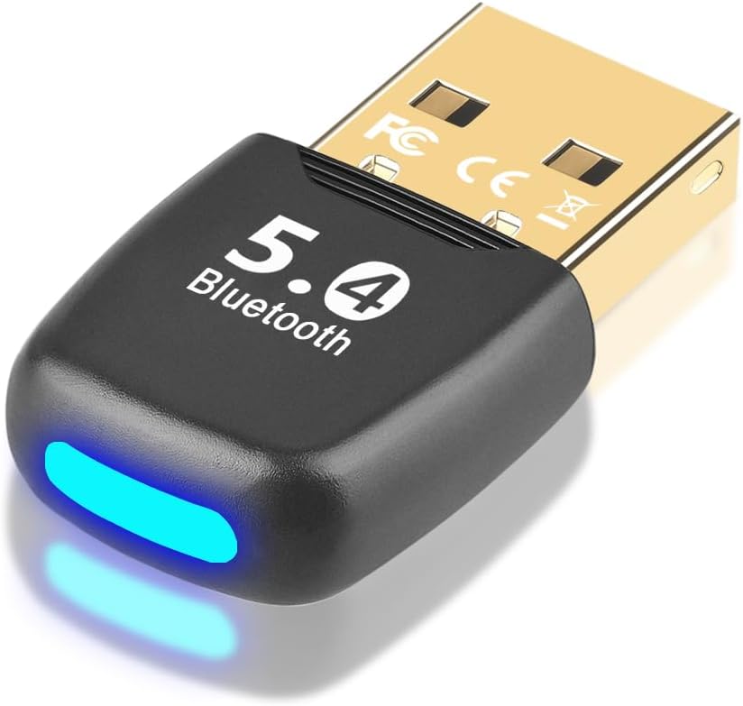Bluetooth Adapter for PC,Bluetooth 5.4 Dongle Receiver,Plug and Play,EDR & BLE,Supports Windows 11/10/8.1/7 for Desktop,Laptop,Keyboard,Mouse,Headphones,Speakers,Printer & Gaming Controllers