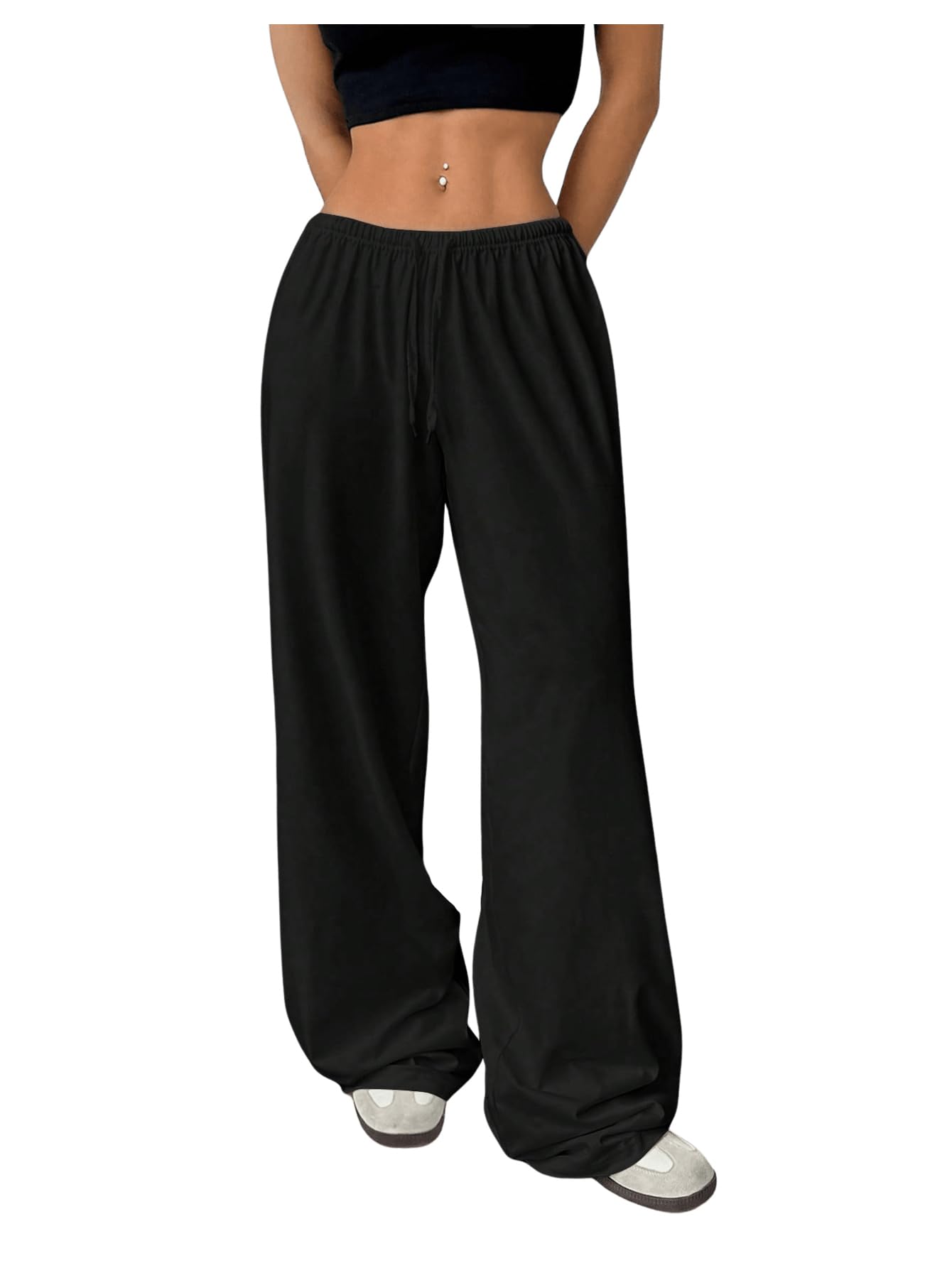 Pantalones Largos de Mujer Casual de Pierna Ancha con Cintura Ajustable  para Entrenamiento, Verano