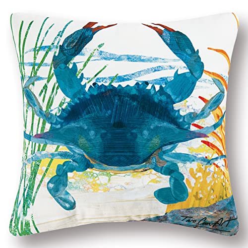 C&F Home Blue Crab Coastal Premium Indoor/Outdoor Pillow Patio Decor Water Color Nautical Decoration Marine Life Accent Throw Pillow for Couch Sofa Chair 18" x 18" Blue Crab
