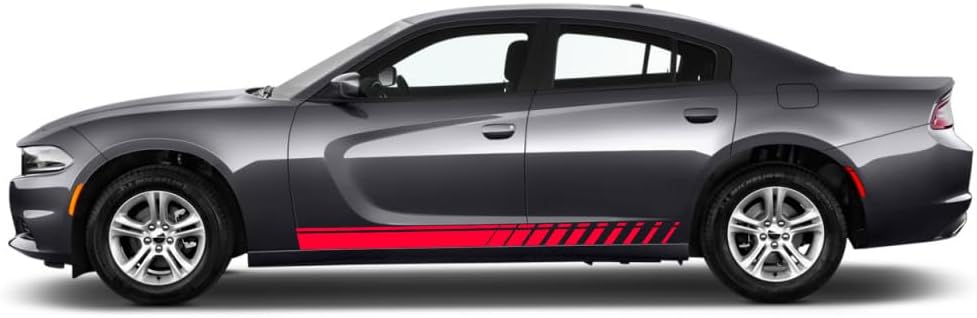 Vinyl Car Side Skirt Decals Compatible for Dodge Charger Side Body Racing Stripes Sticker Stripe Graphics Door Decoration Racing Accessories (Gloss red)
