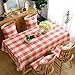 Pahajim Mantel de Lino de algodón de Estilo Europeo Simple y Moderno Mantel a Cuadros Impermeable Cojín de Mesa de Centro Mantel Lavable Toalla(Plaid-Pink,Rectangular/Oval,140x200cm)