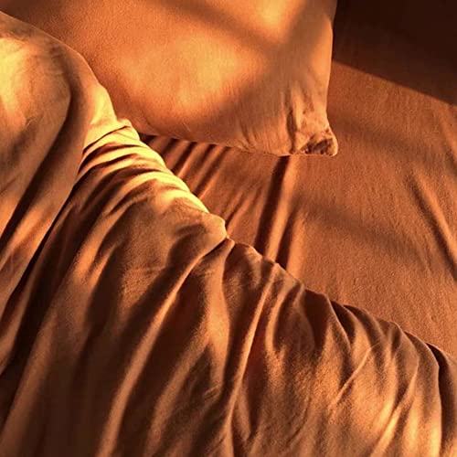 Couturebridal California King Duvet Cover Burnt Orange Duvet Cover Set Caramel Pumpkin Rust Bedding Set With Zipper Ties 3 Pieces Soft Microfiber Minimalist Style Solid Comforter Cover For Men Women #TOP5