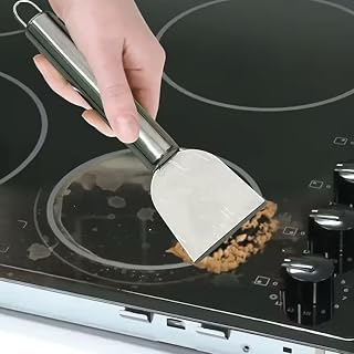 Stainless Steel Multi‑Purpose Cleaning Scraper 1‑Pack, Heavy Duty Household Scraper Tool for Cooktop, Pans, Bathroom Tile, Car Glass, Remove Stains, Residue & Stickers