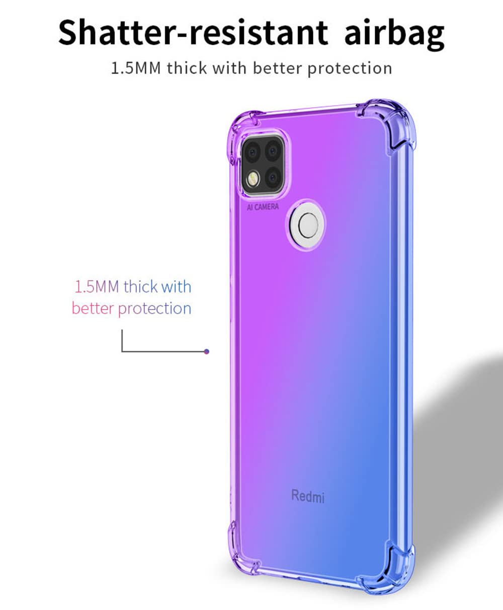 SEAHAI Cover Per Xiaomi Redmi 10A / Redmi 9C NFC | Custodia In TPU Morbida A Colori Sfumati | Antiurto, Ultrasottile | Viola/Blu - 3