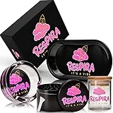 RESPIRA It´s a Vibe® Grinder Set Box bestehend aus Kräuter Mühle Grinder 4 Teilig Metall Tablett Aschenbecher und Aufbewahrungsglass Zubehör Tabak Zubehör Pollen Kräutermühle Feinsieb Leaf Grinder