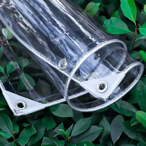 FENGSHOUU Bâche Transparente Extérieur avec Oeillets,365g/m² Bâche en Plastique PVC,Auvent Pliable Indéchirable et Coupe-Vent,pour Camping Balcon Jardin...