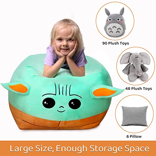 Stuffed Animal Toys Storage Kids Bean Bag Chairs Cover Large Size 24 X 24 Inch Stuffable Zipper Bean Bag For Organizing Kids Plush Toys Blankets Towels Clothes Home Supplies(No Beans) #TOP3