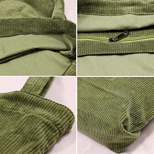 Yinuo Women’s Corduroy Tote Bag, Casual Handbags Big Capacity Shoulder Shopping Bag With 2 Pockets #TOP2