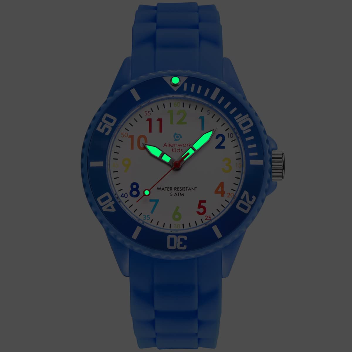 Alienwork Kids Montre Pédagogique Apprendre l'Heure Enfants Garçon Fille Temps d'apprentissage Résistant à l'eau 5 ATM