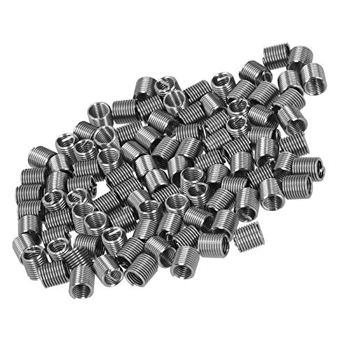 Dioche Thread Repair Kit, 100Pcs Thread Inserts Male Female Reducing Nut Repair Tool Stainless Steel Fastener M6x1MM (2D)