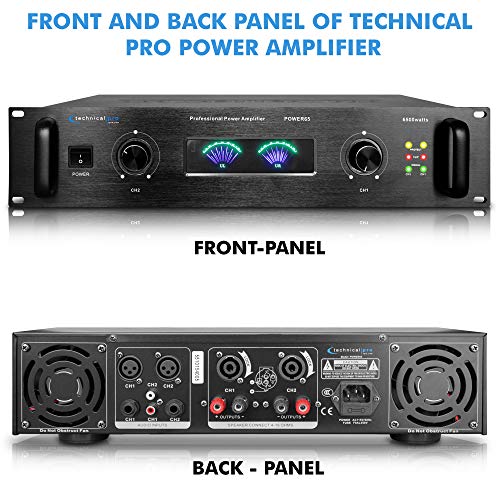 Technical Pro Professional Portable Pa System, 2 Channel Digital Stereo Power Amplifier With 6500 Watts Power Audio Amplifier, For Home Speaker System #TOP1