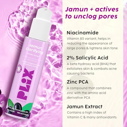 Image of PLIX - THE PLANT FIX Jamun Active Acne Regime with Toner & 0.5% w /w Salicylic Acid Cleanser to Unclog Pores & Reduce Acne