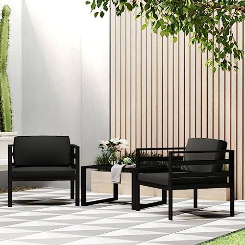 Bucmath Einzelsofas 2er Set, Aluminium Anthrazit, Modulares Design, Wetterfest für Outdoor Patio Möbel, Garten Balkon