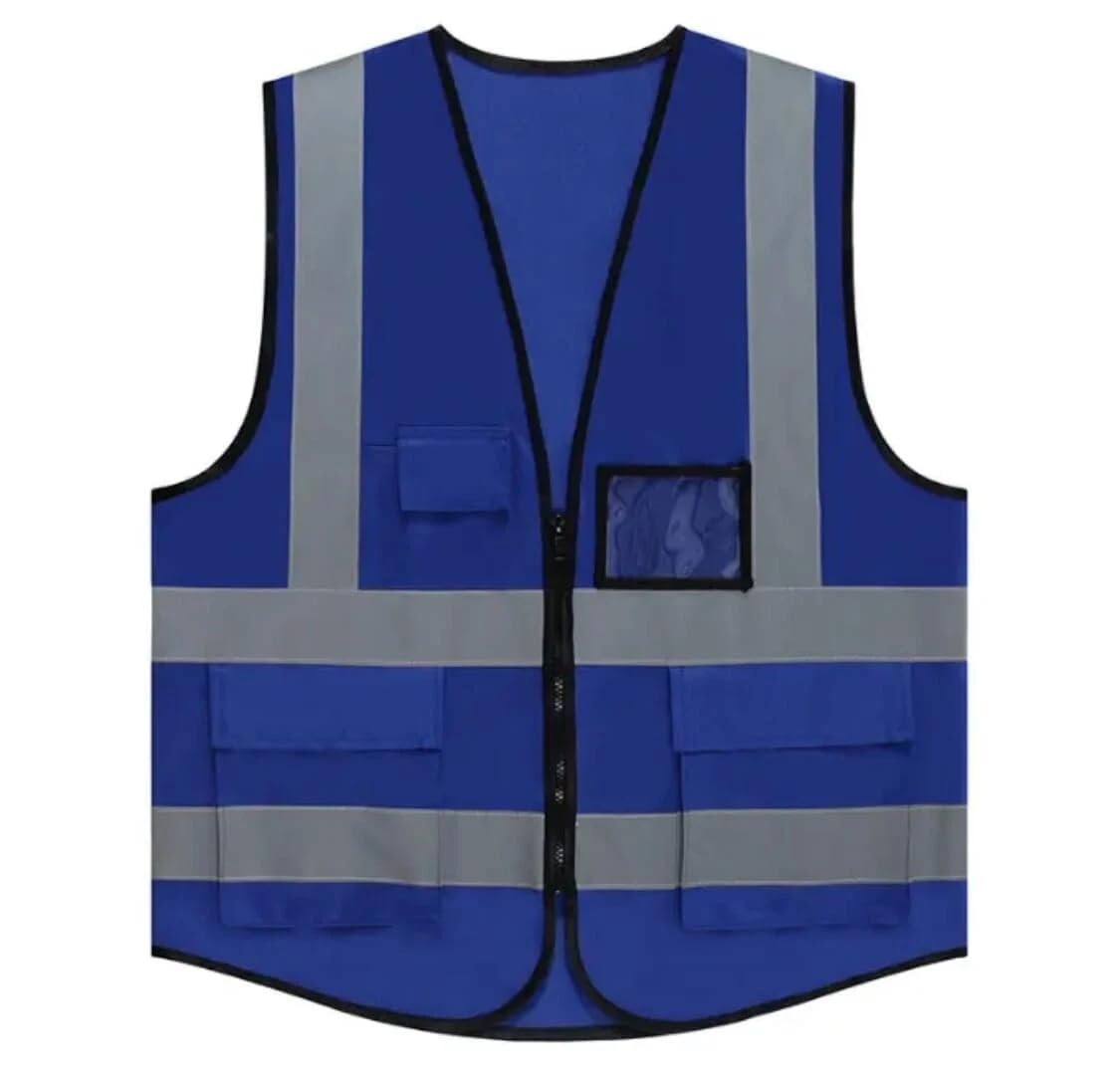 High Visibility Safety Vest, Multi-Pocket Executive Waistcoat (Blue)