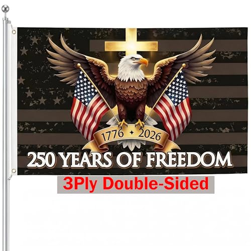 250 Anniversary USA Flag: 3x5Ft 3-Ply Double Sided America 250 Years of Freedom Flags Heavy Outdoor Patriotic Flag Merchandise with Brass Grommets