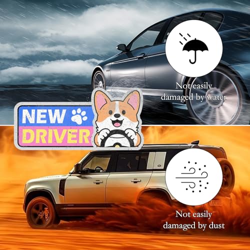 Image of 6Pcs Beginner Magnetic Car Stickers, Beginner Magnet Supplies for Car Student Driver Sign, Lovely New Driver Sticker Supplies Suitable for Keeping a Safe Distance on The Road