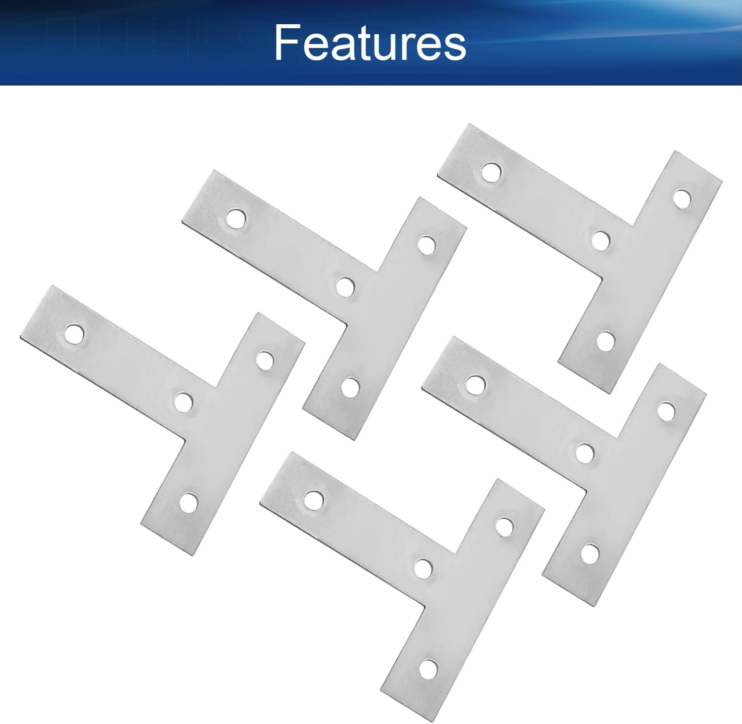 Yinpecly Stainless Steel Joining Bracket Support Brace 2.36" x 2.36"(LxW) Flat T Shape Repair Mending Plate for Furniture Wood Chair Table Screens Silver Tone 20pcs