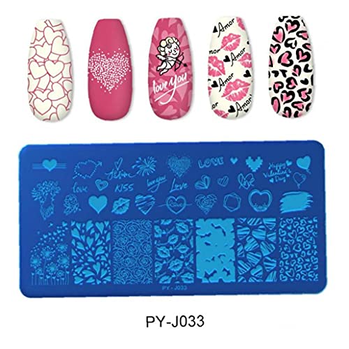 TOSSPER 1set Nail Stamping Plates Valentinstag Liebe Rose Blumen-Edelstahl-stempelplatte Nail Design Stencil Werkzeuge – Bild 4
